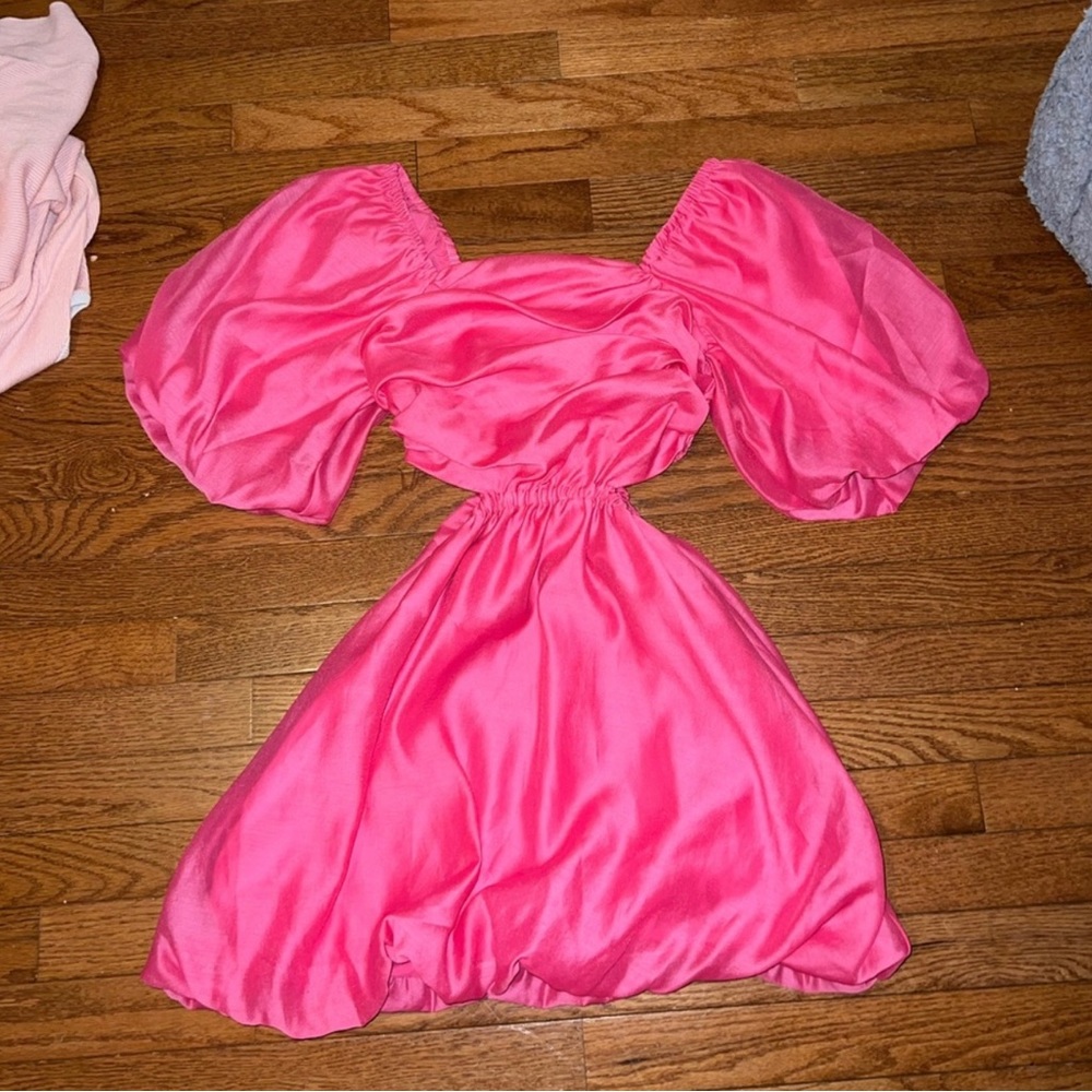 Girly puff sleeve Hot Pink Dress Size XS fits like S